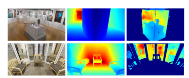 Detail crops and geometry outputs from GLINT qualitative results.